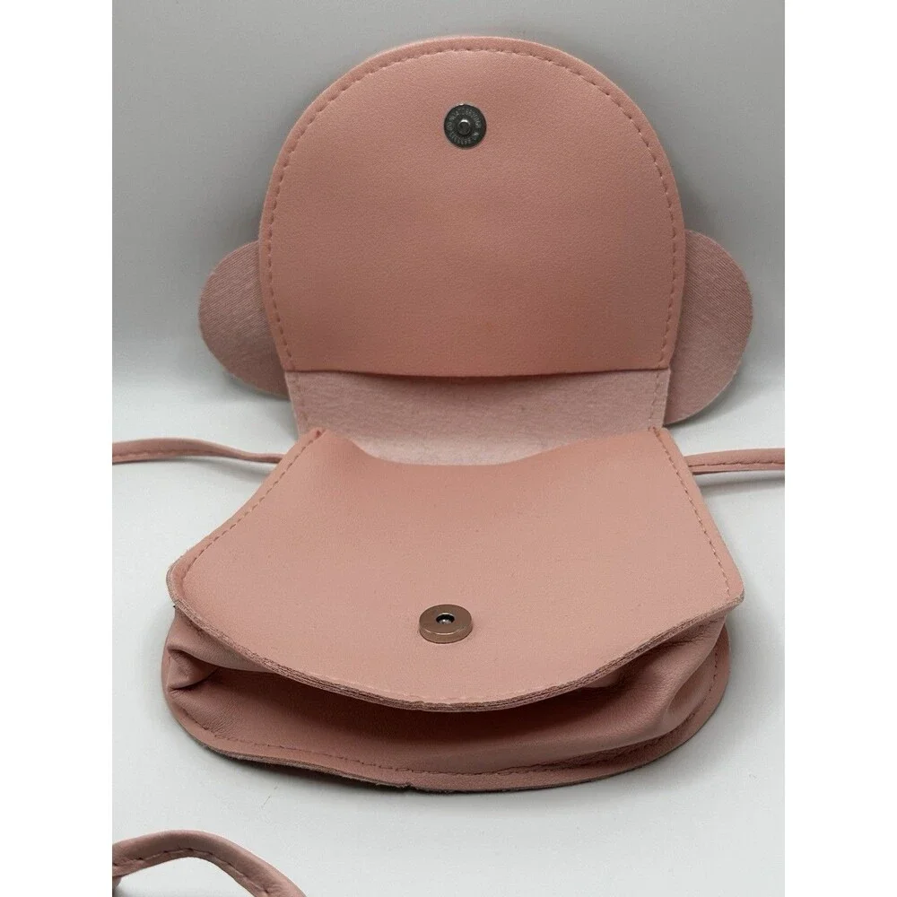 Pink Girl Crossbody Bag  Mouse Ear Bowknot Magnetic Snap Shoulder Strap Cute